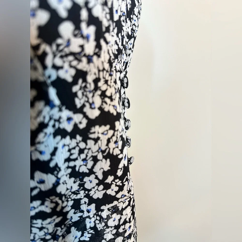 Sz 10 Karl Lagerfeld Paris floral midi Chiffon Ruffled Fit & Flare Dress - Picture 7 of 11